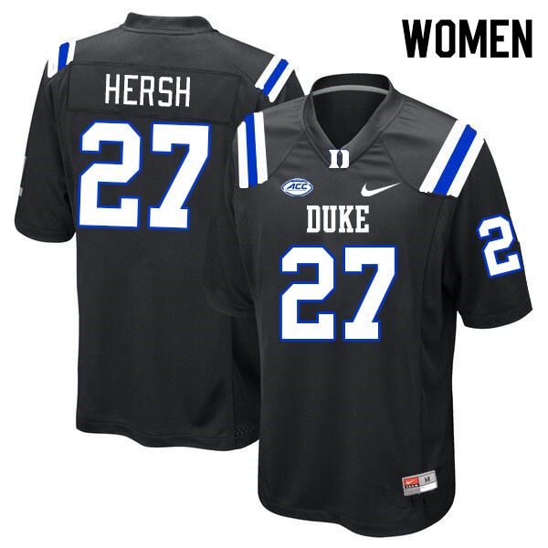 Women #27 Brandon Hersh Duke Blue Devils College Football Jerseys Stitched-Black